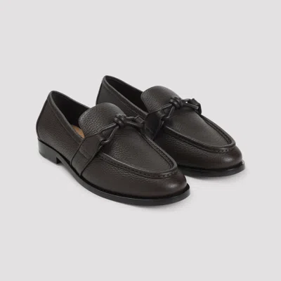 Bottega Veneta Knot Detail Round Toe Textured Leather Loafers In Multi