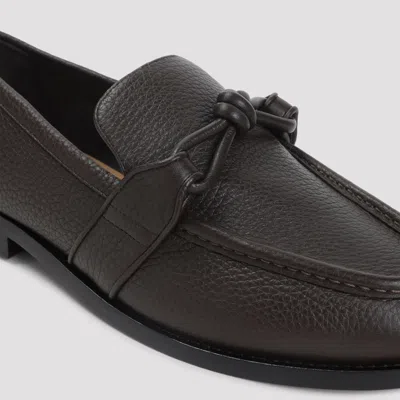 Bottega Veneta Knot Detail Round Toe Textured Leather Loafers In Multi