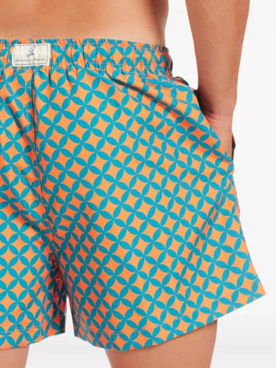 Gassa D Amante Amalfi Geometric Print Swim Shorts In Green