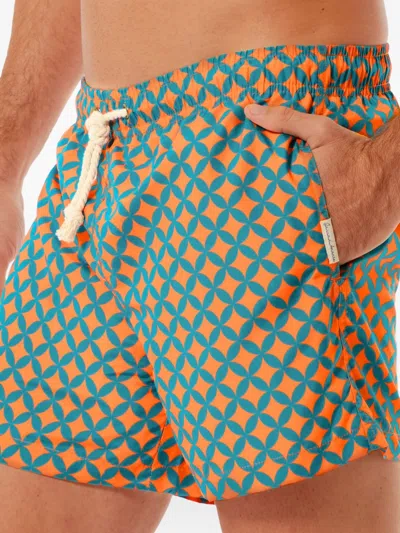 Gassa D Amante Amalfi Geometric Print Swim Shorts In Green