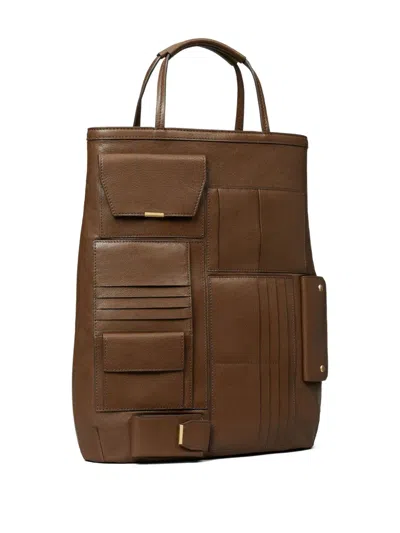 Tory Burch Multi Pocket Tote Bag In Brown