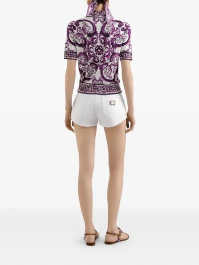 Dolce & Gabbana Maiolica-print Polo Shirt In Animal Print