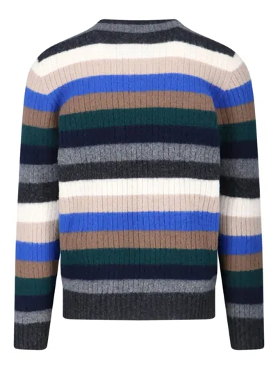 Drumohr Striped Crew Neck Long Sleeve Sweater In Multi
