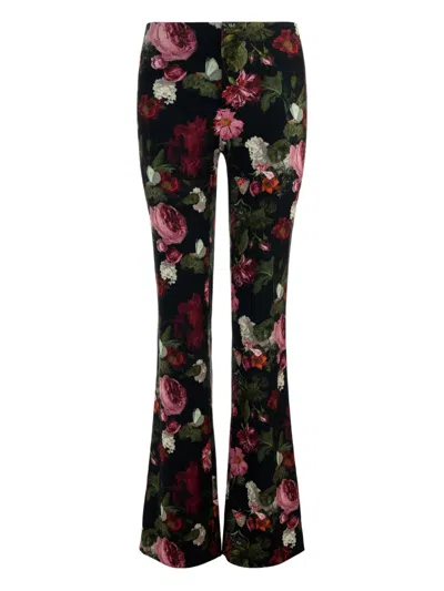 Alice And Olivia Teeny Floral Bootcut Trousers In Multi
