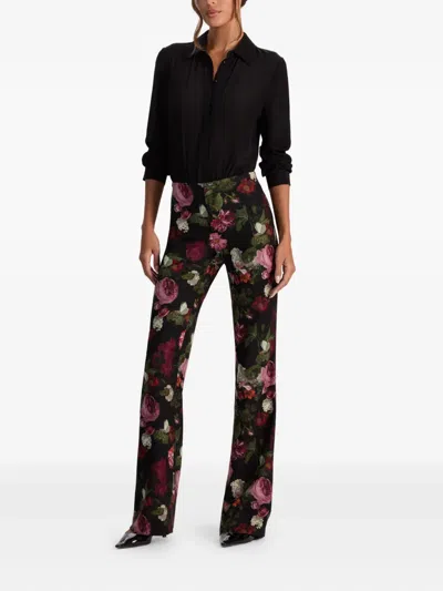 Alice And Olivia Teeny Floral Bootcut Trousers In Multi