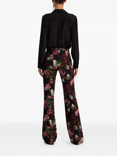 Alice And Olivia Teeny Floral Bootcut Trousers In Multi