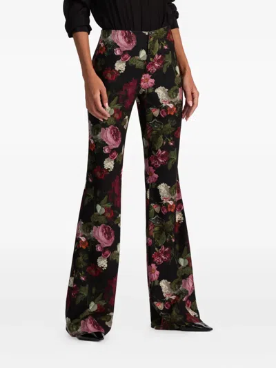 Alice And Olivia Teeny Floral Bootcut Trousers In Multi