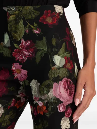 Alice And Olivia Teeny Floral Bootcut Trousers In Multi