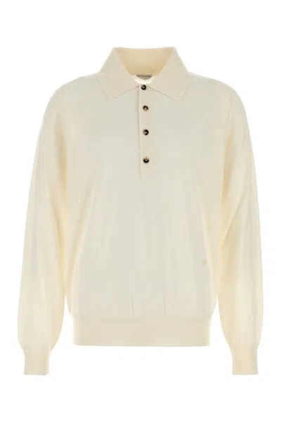 Bottega Veneta Polo In Cashmere Avorio Uomo In Gray