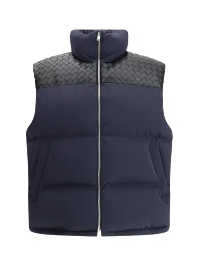 Bottega Veneta Men Midnight Blue Cotton Blend Down Jacket In Black