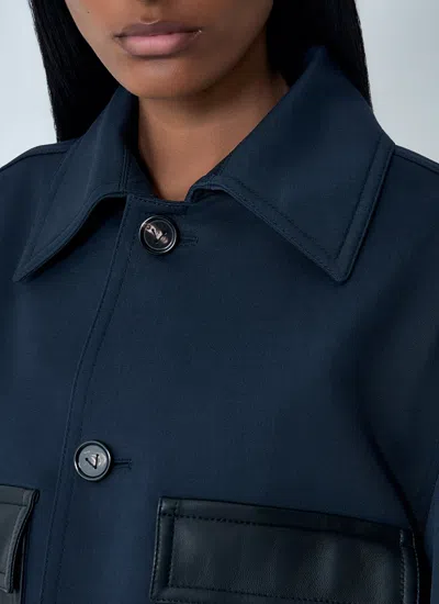 Bottega Veneta Women Compact Wool And Cotton Twill Jacket In Blue