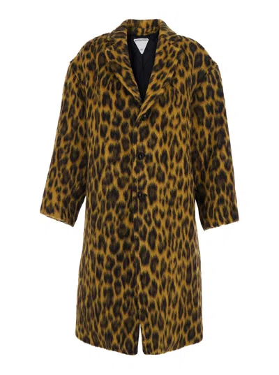 Bottega Veneta Women Multicolor Single-breasted Coat With Notched Revers And All-over Leopard Print  In Multi