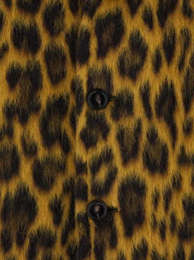 Bottega Veneta Women Multicolor Single-breasted Coat With Notched Revers And All-over Leopard Print  In Multi