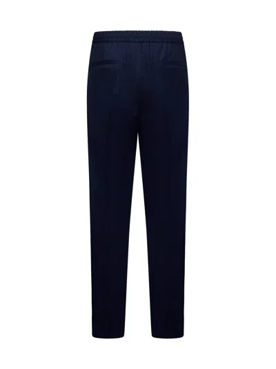Brunello Cucinelli Zip-detail Cotton Trousers In Blue