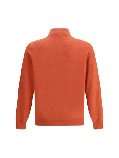 Brunello Cucinelli Cashmere Half-zip Sweater In Orange