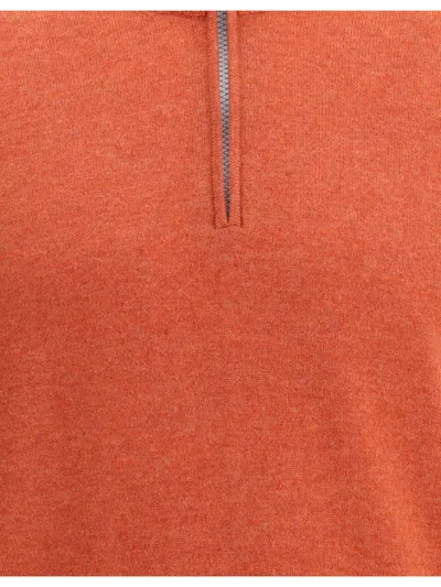 Brunello Cucinelli Cashmere Half-zip Sweater In Orange