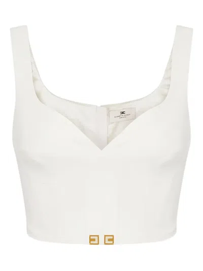Elisabetta Franchi Logo-patch Top In White