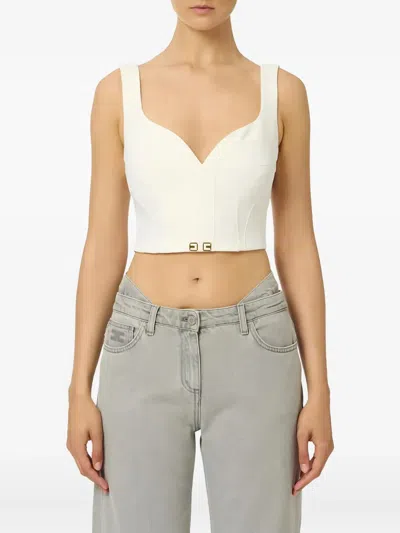Elisabetta Franchi Logo-patch Top In White