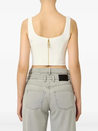 Elisabetta Franchi Logo-patch Top In White