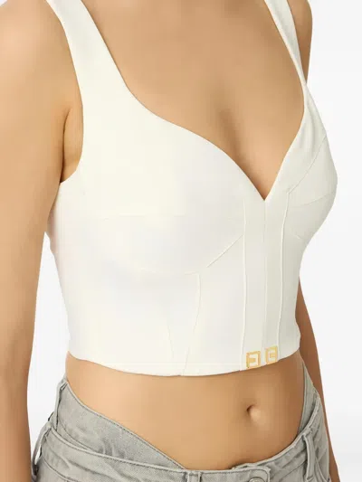 Elisabetta Franchi Logo-patch Top In White