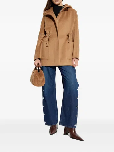 Sportmax Lichene Side Snap Wide Leg Jeans In Blue