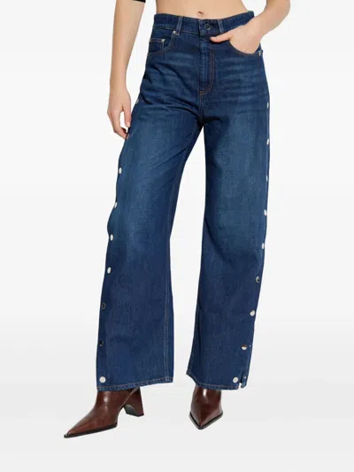Sportmax Lichene Side Snap Wide Leg Jeans In Blue