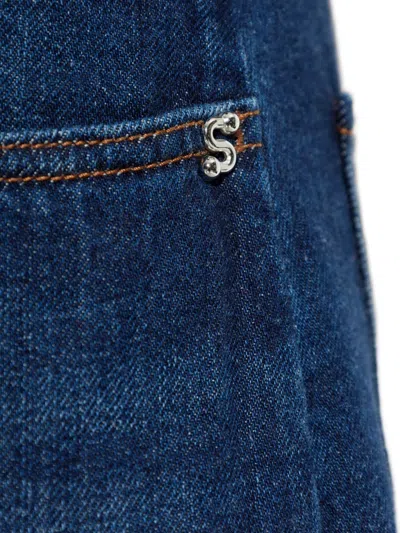 Sportmax Lichene Side Snap Wide Leg Jeans In Blue