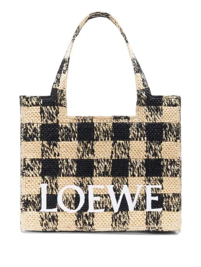 Loewe Font Checkerboard Logo Large Tote Bag In Pink