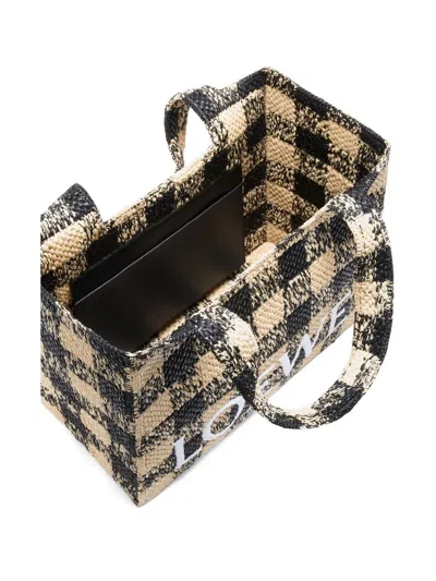 Loewe Font Checkerboard Logo Large Tote Bag In Pink