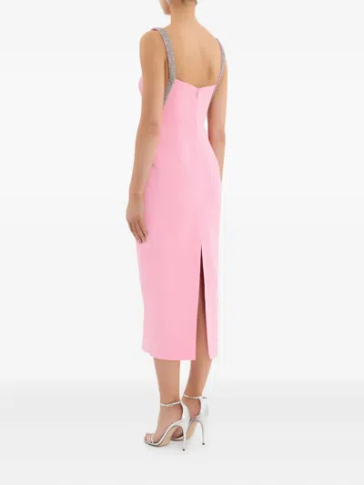 Rebecca Vallance Amaro Crystal-embellished Pleated Taffeta Midi Dress In Pink