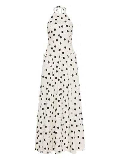 Rebecca Vallance Maisie Polka-dot Cotton-blend Maxi Dress In Red