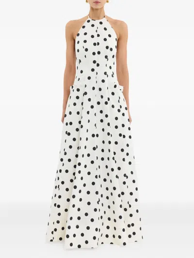 Rebecca Vallance Maisie Polka-dot Cotton-blend Maxi Dress In Red