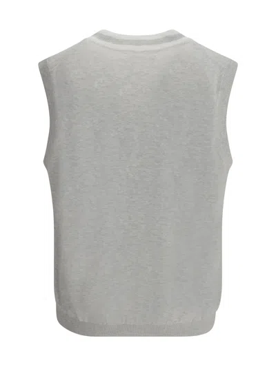Brunello Cucinelli Men Logo Patch Vest In Gray