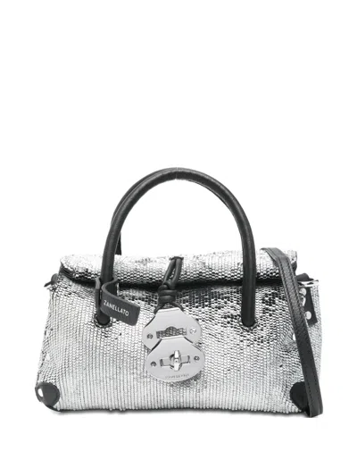 Zanellato Compact Silver-toned Shoulder Bag With Top Handle In Silver