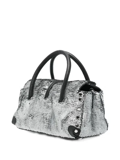 Zanellato Compact Silver-toned Shoulder Bag With Top Handle In Silver