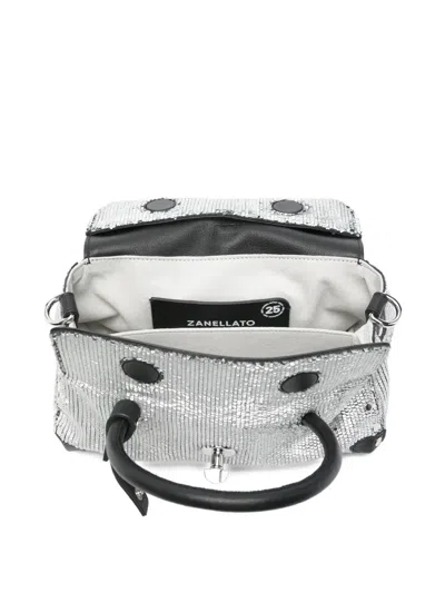 Zanellato Compact Silver-toned Shoulder Bag With Top Handle In Silver
