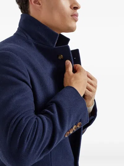 Brunello Cucinelli Men Water-resistant Coat In Blue