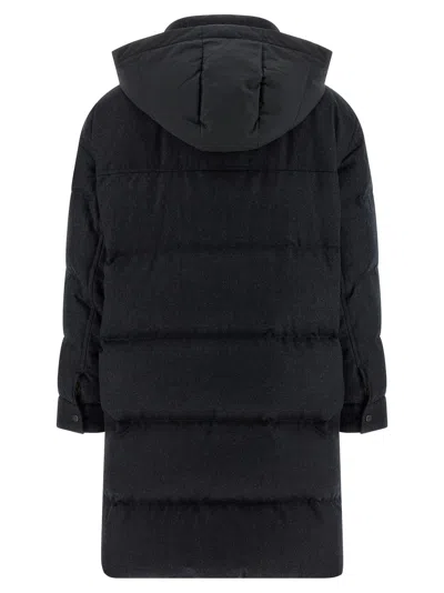 Brunello Cucinelli Shiny Zipper Pull Puffer Jackets Gray In Black