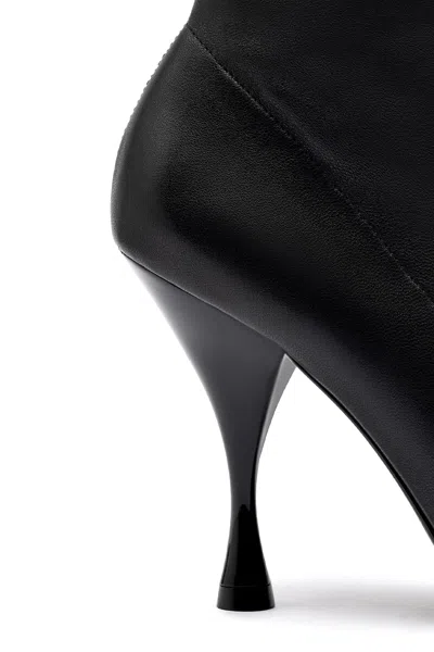 Larroude Mini Georgia Boot Black Stretch Leather In Black
