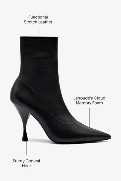 Larroude Mini Georgia Boot Black Stretch Leather In Black