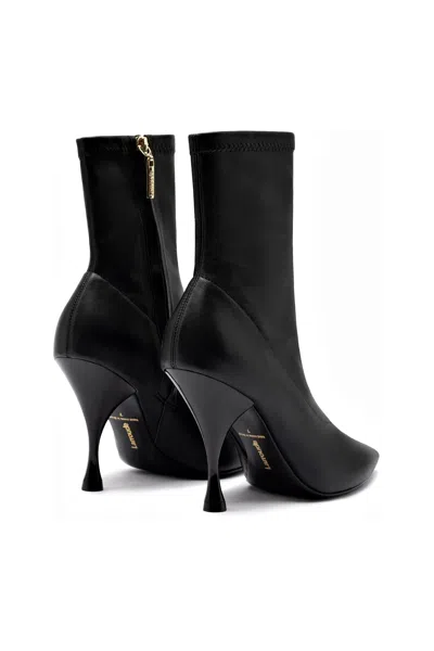 Larroude Mini Georgia Boot Black Stretch Leather In Black