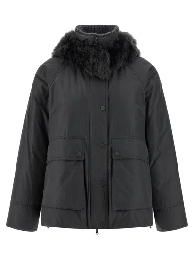 Brunello Cucinelli Cashmere Neck Down Jacket In Multi