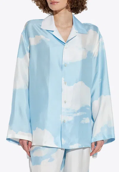 Moschino Archive Cloud Print Silk Shirt In Blue