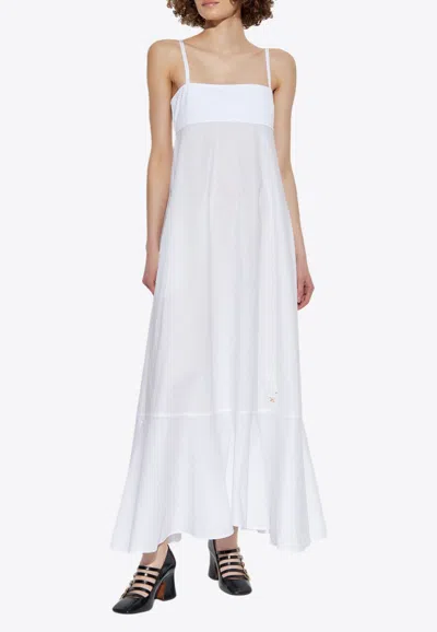 Moschino Embroidered Goose Strappy Midi Dress In White