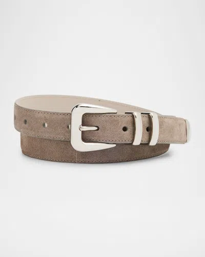Brunello Cucinelli Men's Suede Western Belt In Brown