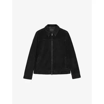 Allsaints Mens Rhone Collared Suede Jacket Black