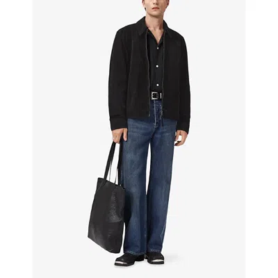 Allsaints Mens Rhone Collared Suede Jacket Black
