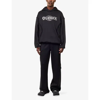 Casablanca Mens Oversized Panel Logo Jersey Hoodie Black In Multi