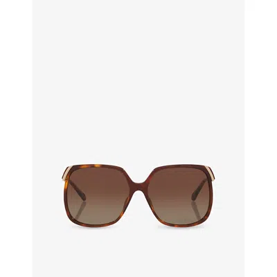 Chloé Womens Ch0286s Square-frame Acetate Sunglasses Brown In Brown