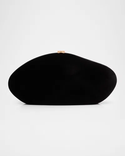Cult Gaia Caldera Velvety Sculptural Clutch Bag In Black